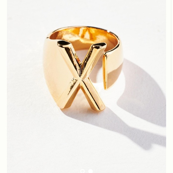 Anthropologie Jewelry - New Anthropologie Wrap Around Monogram Ring Gold “X”